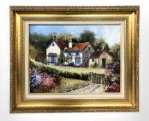 Dallas K Taylor : Study of a rural cottage, oil on board, 37 cm x 50 cm.