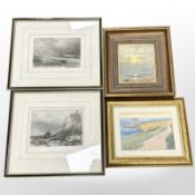 George Blackie Sticks (1843-1938) Headland off Tynemouth, oil on panel, labelled verso, 13.