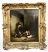 After Sir David Wilkie RA (1785-1841) Boys Digging for Rats, oil on canvas, 52cm by 41cm.