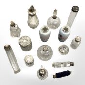 A collection of silver topped and silver mounted dressing table items, etc.