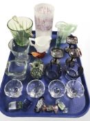 A group of Scandinavian glass wares including Danish Hanne Valentin axbom vase, tea light holders,