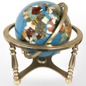 A large gemstone globe, height 43 cm.