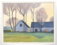 Povel Adam Kolind : Rural building amongst trees, oil on canvas,