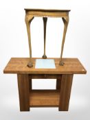 A contemporary side table fitted a drawer and a corner table on claw and ball feet