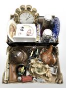 Miscellaneous including pottery steins, Quartz wall time piece, tureen,