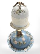 Two decorative late Victorian cheese dishes and covers, tallest 29 cm.