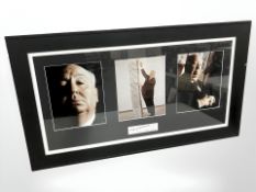An Alfred Hitchcock photographic montage with facsimile signature, overall 90 cm x 51 cm.