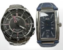 A gent's stainless steel Casio Edifice quartz calendar wristwatch, case 42mm,