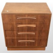 A G Plan Fresco teak four drawer chest, 73 cm x 46 cm x 76 cm.
