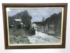 20th century school : rural homestead, watercolour, indistinctly signed,
