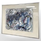 Danish School : Abstract composition, watercolour,