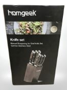A Homgeek seven piece knife set, boxed.