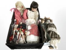 A group of modern porcelain headed dolls and similar collectibles.