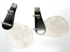 Two large boat rudders, blade length approximately 68cm.