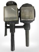 Two painted antique carriage lamps, height 45 cm.