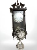 A Lincoln wall clock and a further chrome desk clock.