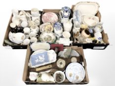 A large quantity of ceramics including Copeland Spode, Masons willow pattern, Ringtons caddies,