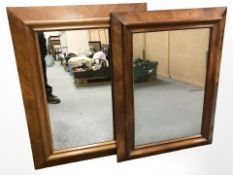 Two early 20th century walnut framed mirrors,