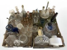 20th century glass wares including pendant light fitting, drinking glasses, decanters,