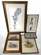 A group of pictures and prints including officers in military dress,