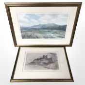 After Jim Doran : Bamburgh Castle, colour print, signed in pencil, 22 cm x 38 cm,