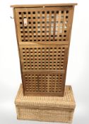 A wicker hamper, width 74 cm,