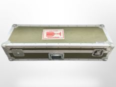 A 20th century flight case, width 98 cm.