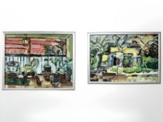 Fliaa Essamm : Still life in a cafe, oil on canvas, 49 cm x 29 cm,