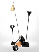 Four modern angle poised lamps
