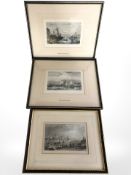 A 19th century hand coloured engraving of Newcastle Upon Tyne from New Chatham, Gateshead,