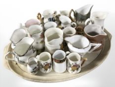 A group of porcelain jugs including Elizabethan, Royal Doulton, Royal Albert, etc.