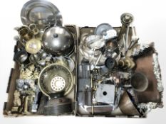 EPNS wares, brass door furniture, candlesticks, vases, etc.