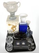 Scandinavian glass wares including Rosendhal glass tea light holders, bowls, vase,
