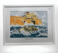 Tug : 'Always provide a lee for a boarding pilot', pen and ink with watercolour, 42 cm x 59 cm,