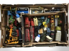 Assorted play worn die cast vehicles including Corgi and Dinky.