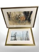 After Donald Grant : Bush buck, reproduction in colours, signed in pencil, 50 cm x 76 cm,