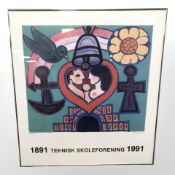 A gallery exhibition print after Heerup, overall 67 cm x 60 cm.