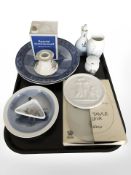 A group of Royal Copenhagen ceramics, decanter in the form of an Esso tin, etc.