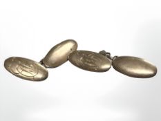 Pair of 9ct yellow gold oval cufflinks. CONDITION REPORT: 5.8g.