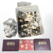 A large quantity of Georgian and later coins, some silver, 70 crowns including 1951, 1953 and 1960,