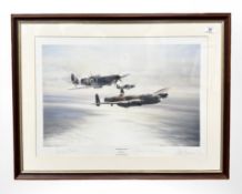 After Robert Taylor : Memorial Flight, colour print signed by Leonard Cheshire,