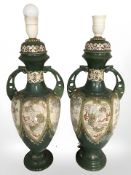 A pair of 20th century oriental earthenware lamp bases, height 53 cm.