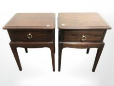 A pair of Stag single drawer bedside stands, width 43 cm.