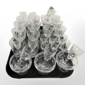 A quantity of crystal, wine glasses and whisky tumblers, grapefruit dishes, etc.