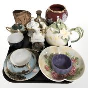 Ceramics including porcelain teapot, Japanese export porcelain tea china trio, Denby bowl,