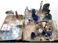 Assorted 20th century glasswares including vases, decanters, drinking glasses, etc.
