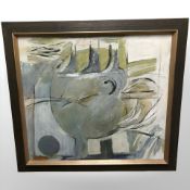 Danish School : Abstract study, oil on canvas, indistinctly signed, 57 cm x 64 cm.