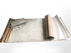 A blueprint and architects drawings relating to the Wallaw Cinema, Ashington, further rolled maps,