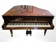 A Marshall & Rose mahogany baby grand piano, width 102.5 cm.
