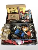A group of vintage dolls and puppets, further children's toys, Brio miniature railway set.